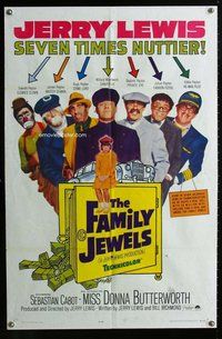 e276 FAMILY JEWELS one-sheet movie poster '65 Jerry Lewis, Donna Butterworth