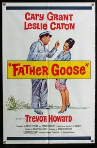 e281 FATHER GOOSE one-sheet movie poster '65 Cary Grant, Leslie Caron