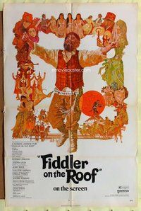 e285 FIDDLER ON THE ROOF one-sheet movie poster '72 Topol, Molly Picon