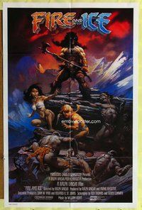e290 FIRE & ICE one-sheet movie poster '83 Frank Frazetta fantasy art!