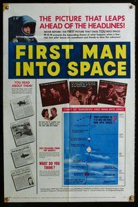 e291 FIRST MAN INTO SPACE one-sheet movie poster '59 dangerous & daring!