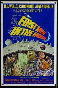 e292 FIRST MEN IN THE MOON one-sheet movie poster '64 Ray Harryhausen