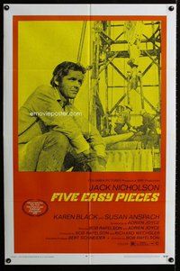 e294 FIVE EASY PIECES one-sheet movie poster '70 Jack Nicholson, Rafelson