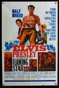 e295 FLAMING STAR one-sheet movie poster '60 Elvis Presley, Barbara Eden