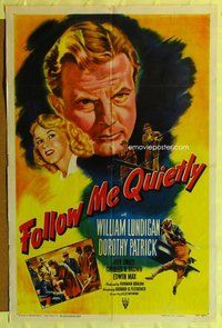 e301 FOLLOW ME QUIETLY one-sheet movie poster '49 Fleischer film noir!