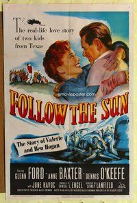e303 FOLLOW THE SUN one-sheet movie poster '51 Ben Hogan, golf bio!