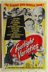 e304 FOOTLIGHT VARIETIES one-sheet movie poster '51 RKO compilation!