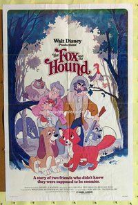 e311 FOX & THE HOUND one-sheet movie poster '81 Walt Disney animals!