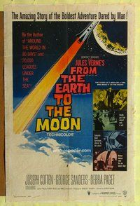 e320 FROM THE EARTH TO THE MOON one-sheet movie poster '58 Jules Verne
