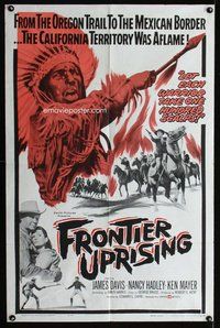 e322 FRONTIER UPRISING one-sheet movie poster '61 Native American Jim Davis