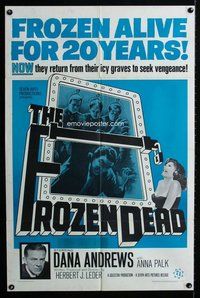 e323 FROZEN DEAD one-sheet movie poster '66 Dana Andrews, icy graves!