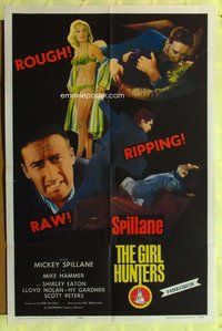 e333 GIRL HUNTERS style A one-sheet movie poster '63 Spillane pulp fiction!