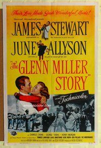 e335 GLENN MILLER STORY one-sheet movie poster '54 James Stewart, Allyson