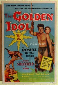 e339 GOLDEN IDOL one-sheet movie poster '54 Johnny Sheffield as Bomba!