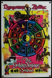 e340 GOLDEN VOYAGE OF SINBAD one-sheet movie poster '73 cool zodiac style!