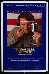 e344 GOOD MORNING VIETNAM Spanish/U.S. one-sheet movie poster '87 Robin Williams