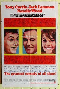 e351 GREAT RACE one-sheet movie poster '65 Curtis, Lemmon, Natalie Wood