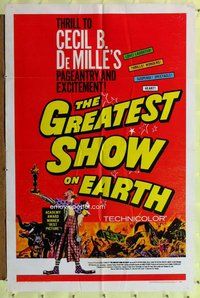 e355 GREATEST SHOW ON EARTH one-sheet movie poster R67 Cecil B. DeMille
