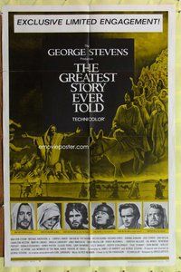 e356 GREATEST STORY EVER TOLD one-sheet movie poster '65 George Stevens
