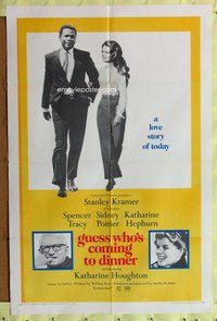 e361 GUESS WHO'S COMING TO DINNER one-sheet movie poster '67 Poitier
