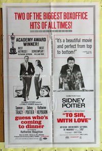 e362 GUESS WHO'S COMING TO DINNER/TO SIR WITH LOVE one-sheet movie poster '69