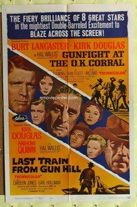 e366 GUNFIGHT AT THE OK CORRAL/LAST TRAIN FROM GUN HILL one-sheet movie poster '63