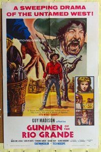 e369 GUNMEN OF RIO GRANDE one-sheet movie poster '65 Guy Madison, spaghetti!
