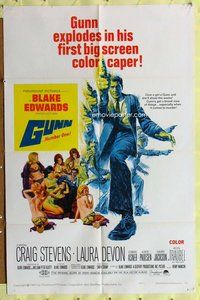 e370 GUNN one-sheet movie poster '67 Blake Edwards, Craig Stevens