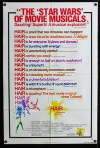 e374 HAIR one-sheet movie poster '79 Milos Forman, Treat Williams