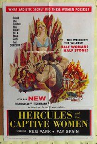 e393 HERCULES & THE CAPTIVE WOMEN one-sheet movie poster '63 Reg Park