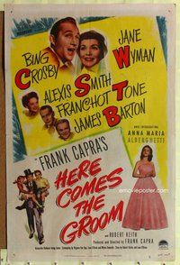 e396 HERE COMES THE GROOM one-sheet movie poster '51 Bing Crosby, Capra