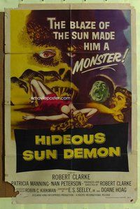 e400 HIDEOUS SUN DEMON one-sheet movie poster '59 Robert Clarke, horror!