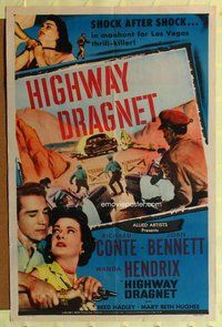 e403 HIGHWAY DRAGNET one-sheet movie poster '54 Richard Conte, Joan Bennett