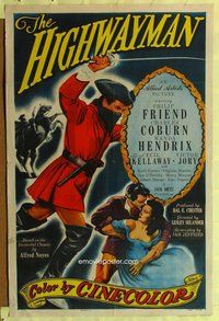 e404 HIGHWAYMAN one-sheet movie poster '51 Philip Friend, Charles Coburn