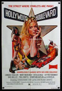 e409 HOLLYWOOD BOULEVARD one-sheet movie poster '76 classic artwork!