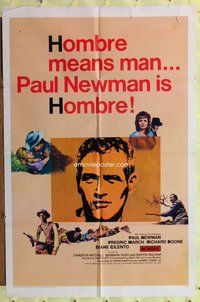 e411 HOMBRE one-sheet movie poster '66 Paul Newman, Martin Ritt, March