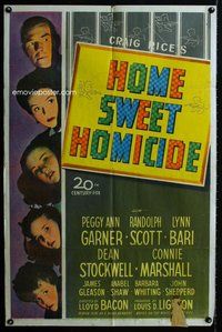 e412 HOME SWEET HOMICIDE one-sheet movie poster '46 Randolph Scott, Garner