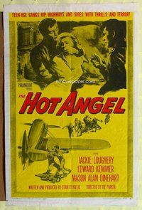 e417 HOT ANGEL one-sheet movie poster '58 teenage hot rod rebel gangs!