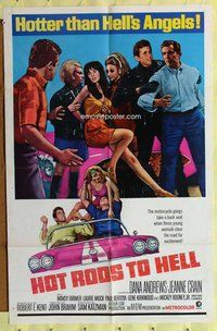 e419 HOT RODS TO HELL one-sheet movie poster '67 classic car racing film!