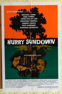 e430 HURRY SUNDOWN one-sheet movie poster '67 Michael Caine, Jane Fonda