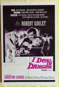 e434 I DEAL IN DANGER one-sheet movie poster '66 Robert Goulet as a spy!
