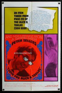 e435 I LOVE YOU ALICE B TOKLAS one-sheet movie poster '68 Sellers, drugs!