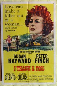 e437 I THANK A FOOL one-sheet movie poster '62 Susan Hayward, Peter Finch