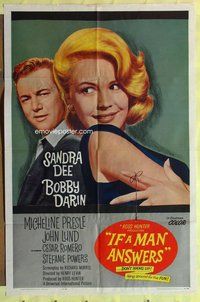 e440 IF A MAN ANSWERS one-sheet movie poster '62 Sandra Dee, Bobby Darin