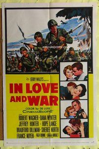 e444 IN LOVE & WAR one-sheet movie poster '58 Robert Wagner, Dana Wynter