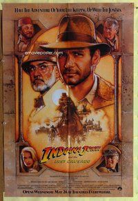 e448 INDIANA JONES & THE LAST CRUSADE brown advance one-sheet movie poster '89