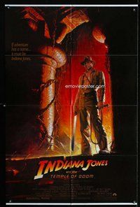 e449 INDIANA JONES & THE TEMPLE OF DOOM one-sheet movie poster '84 Ford