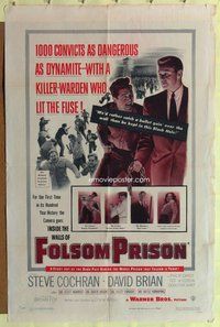 e455 INSIDE THE WALLS OF FOLSOM PRISON one-sheet movie poster '51 Cochran