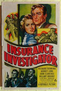 e456 INSURANCE INVESTIGATOR one-sheet movie poster '51 Richard Denning