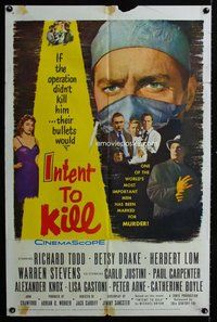 e457 INTENT TO KILL one-sheet movie poster '59 Richard Todd, Betsy Drake